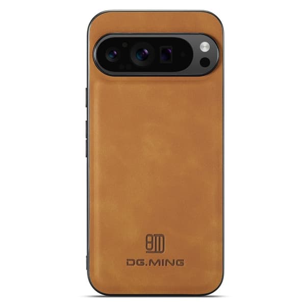 DG.MING Mobilskal till Google Pixel 9 Pro XL PU Läder Hybrid Brun