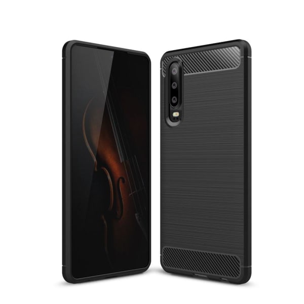 Carbon Børstet mobiltaske til Huawei P30 - Sort Black