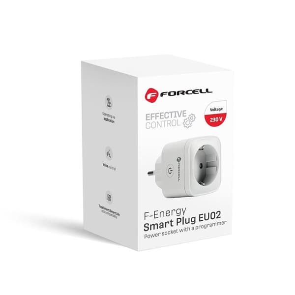 Forcell Smart Plug 230V med WiFi Stöd för Tuya/Amazon Alexa Vit