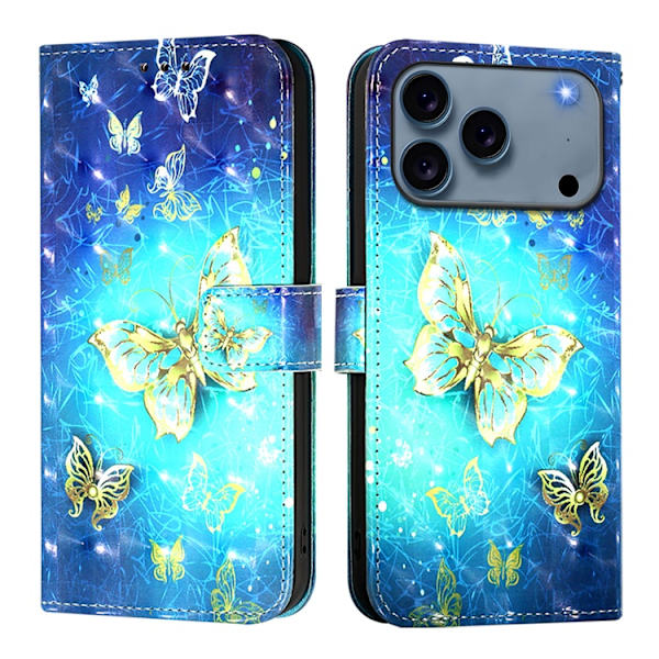 iPhone 17 Pro Plånboksfodral Printing Pattern Med Strap Blå