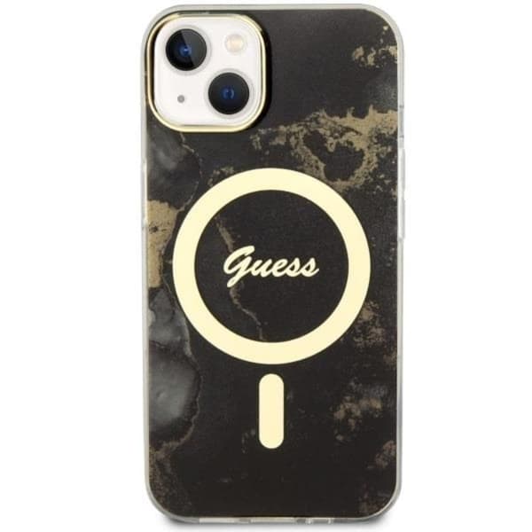 Guess iPhone 14 Plus -puhelimen kuori MagSafe Guld Marble - Musta Black