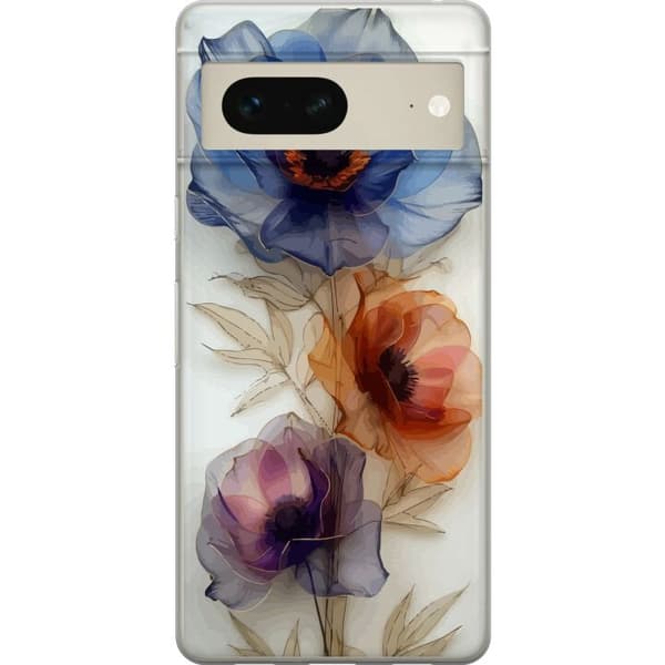 Mobiltelefon taske til Google Pixel 7 med silkeblomster