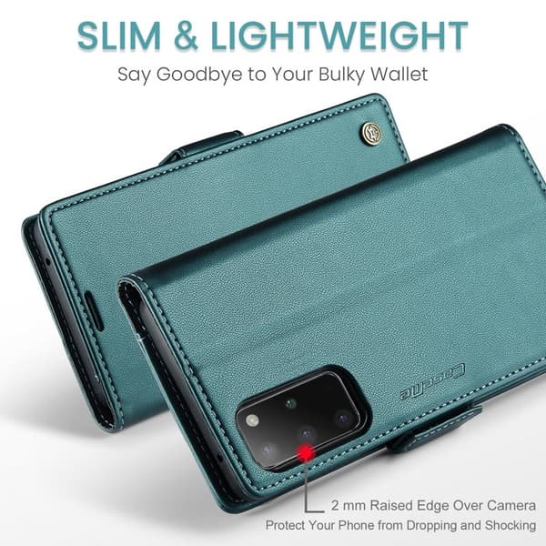 CASEME Plånboksfodral Konstläder för Samsung Galaxy S20 Plus - Grön