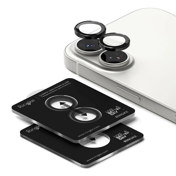 Ringke [2-Pack] iPhone 17 Härdat Glas Kameraskydd - Svart Svart