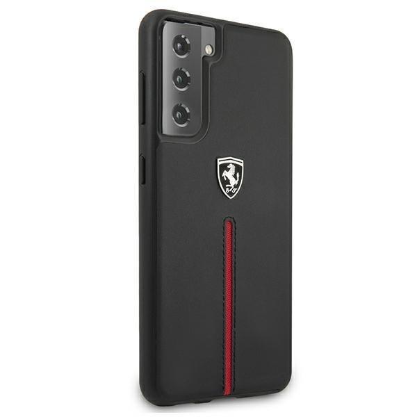 Ferrari Skal Galaxy S21 Plus Off Track Leather Nylon Stripe - Sv Svart