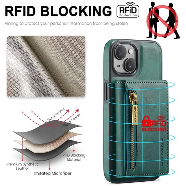 DG.MING M5 Series Mobilskal till iPhone 14 Plus Magnetiskt Konstläder Grön