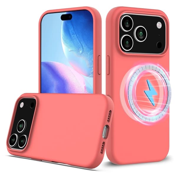Mobilskal till iPhone 17 Pro MagSafe Silikon Anti-Drop - Knallrosa Rosa