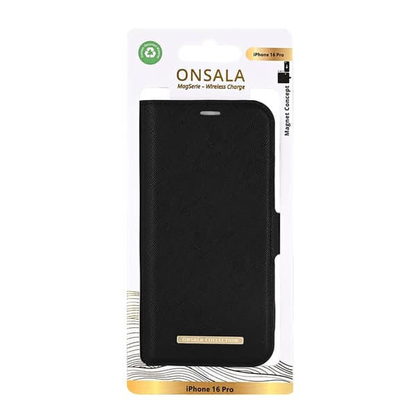 Onsala iPhone 16 Pro Plånboksfodral MagSafe Eco - Svart Svart