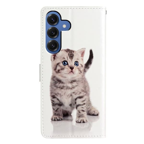 Samsung Galaxy S26 Plus Plånboksfodral Konstläder Mönstertryck Ställ - Söt Katt