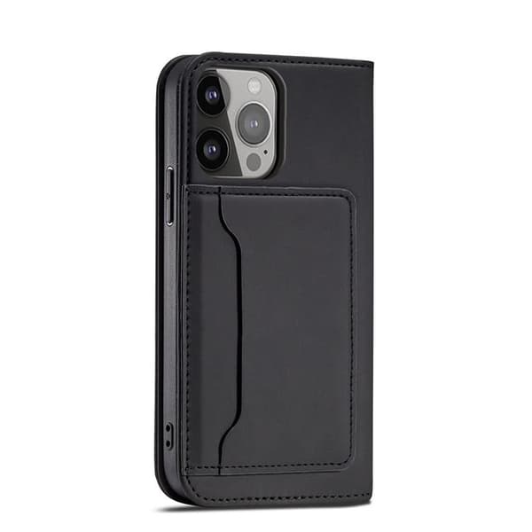 iPhone 12 Pro Lompakkokotelo Magneettiteline - Musta Black