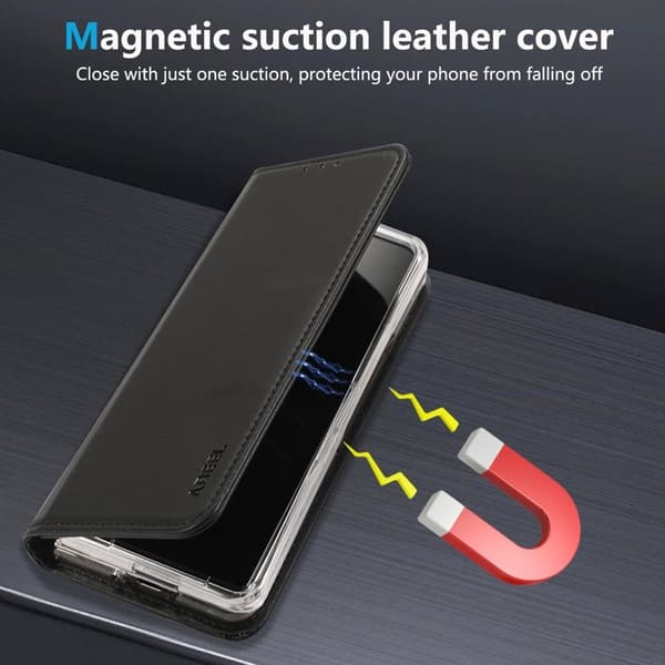 ABEEL Samsung Galaxy Z Fold5 5G Plånboksfodral Konstläder Svart