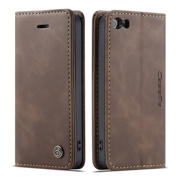 CASEME 013 iPhone 5s/SE Konstläder Plånboksfodral med kortplats - Kaffe