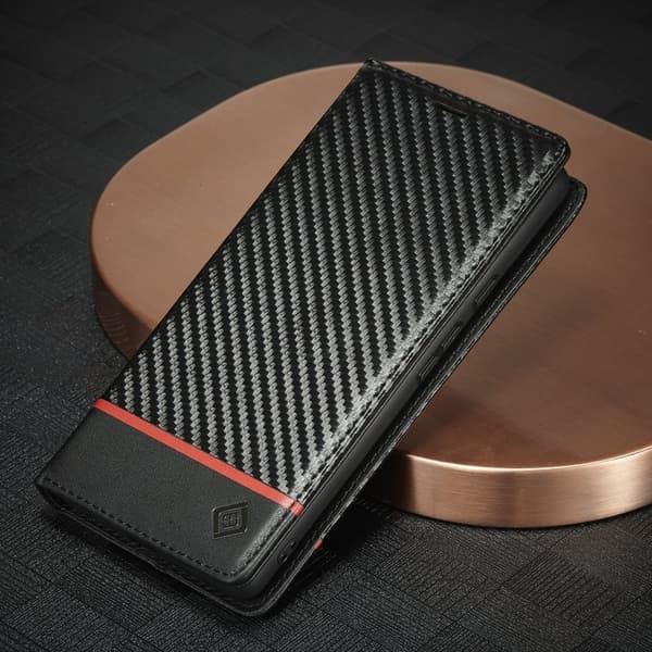 LC.IMEEKE Google Pixel 7a Plånboksfodral Konstläder - Carbon Fiber - Svart