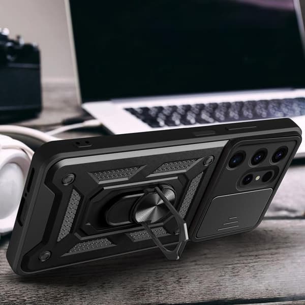 Mobilskal till Galaxy S24 Ultra Hybrid Armor Camshield - Blå Blå