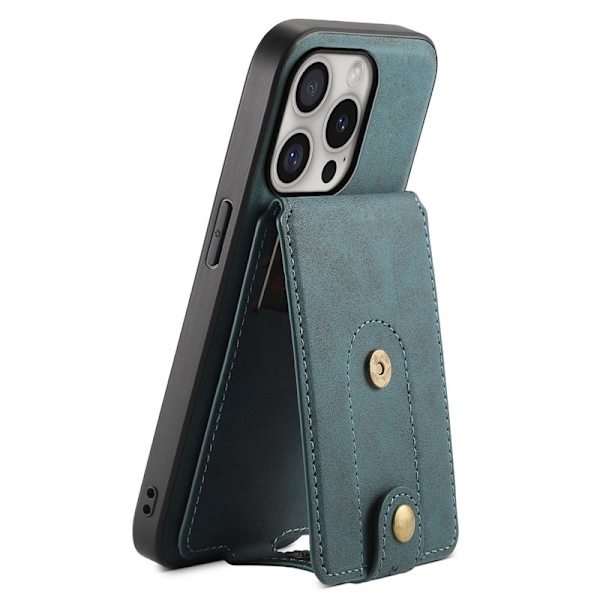 DENIOR D14 Mobilskal till iPhone 16 Pro Max Läder+PC+TPU Blå