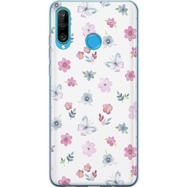 Mobilcover til Huawei P30 lite med Blomster og sommerfugle