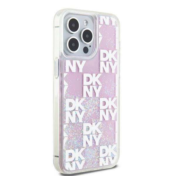 DKNY iPhone 15 Pro Max Mobilskal Liquid Glitter Multi Logo - Rosa