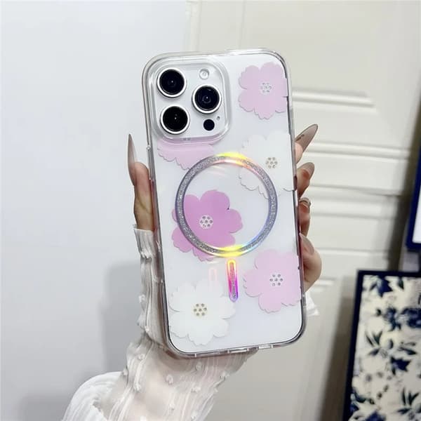 Mobilskal till iPhone 16 Pro Max MagSafe Laser Floral Rosa