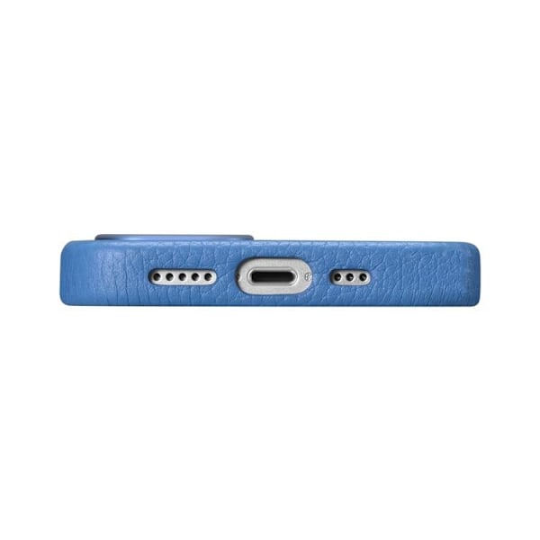 iCarer iPhone 14 Pro Skal Magsafe Äkta Läder Litchi Premium - Ljusblå