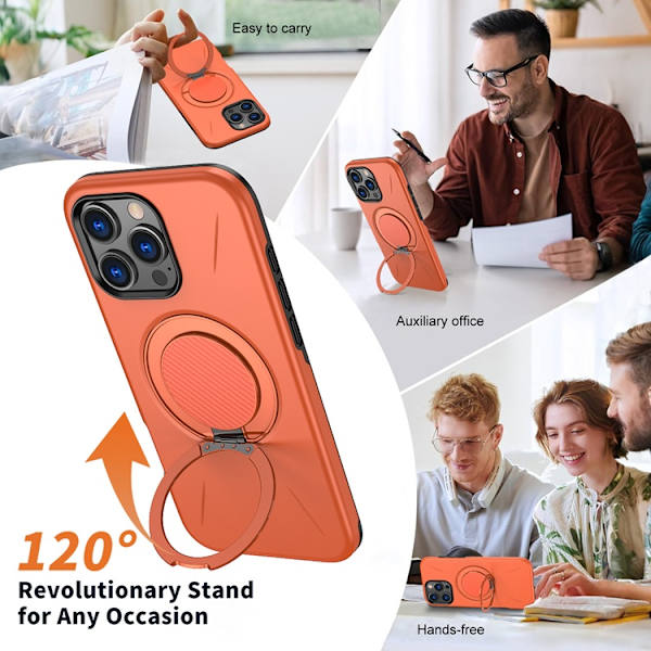 Mobilskal till iPhone 16 Pro Max MagSafe Rotating Kickstand Orange