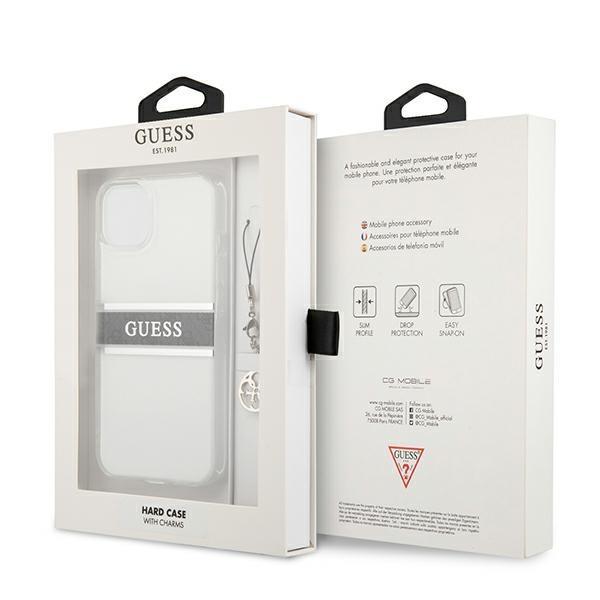 Guess Skal iPhone 13 mini Grey Strap Charm - Transparent