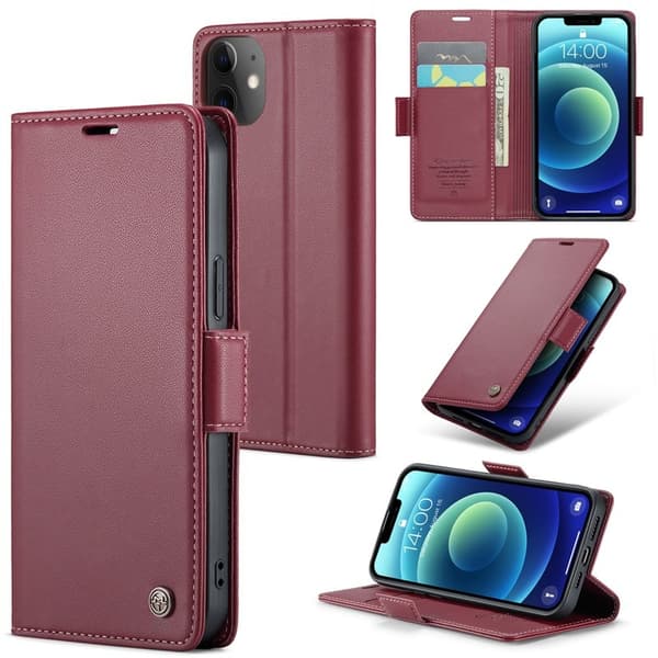CASEME 023 Stand Plånboksfodral iPhone 12 mini Konstläder Röd