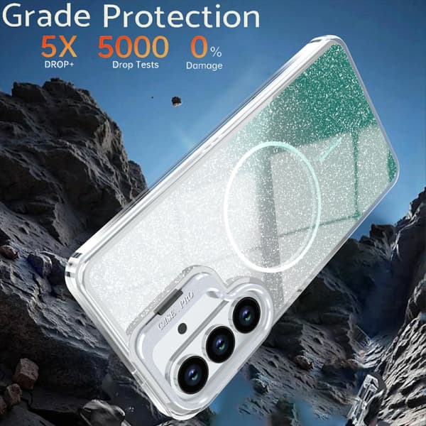 Mobilskal för Samsung Galaxy S26 Magnetiskt Gradient Glitter TPU PC - Sjögrön