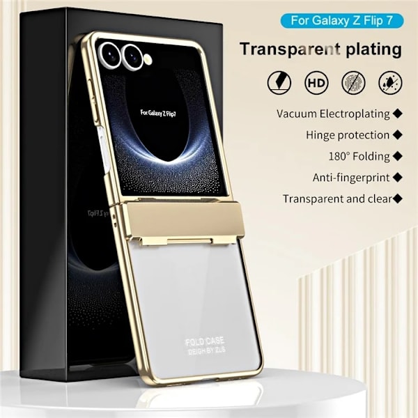 Mobilskal till Galaxy Z Flip7 Electroplating PC Folding - Guld Guld