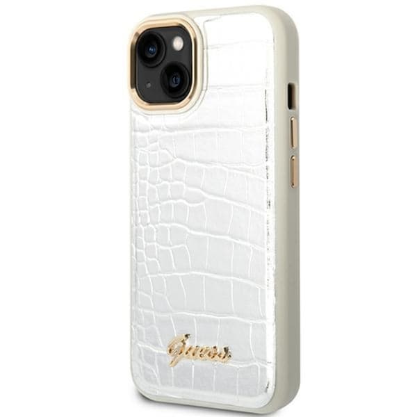 GUESS iPhone 14 Plus Skal Croco Collection - Sølv Silver