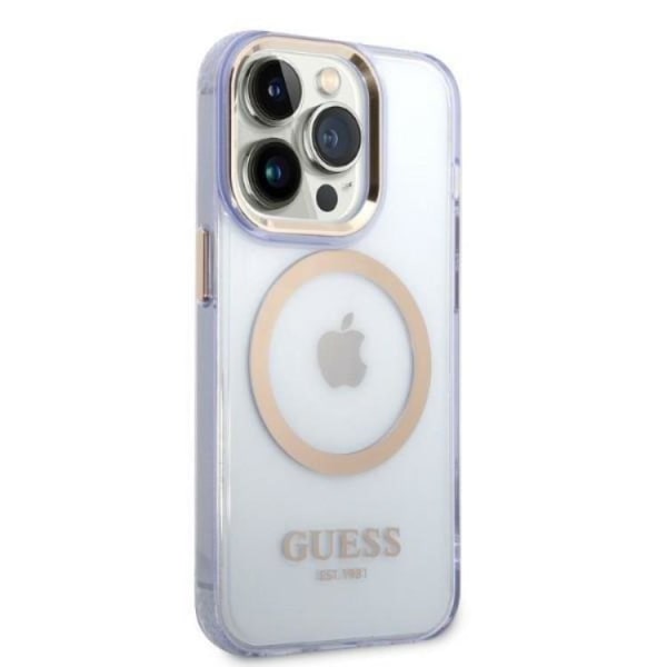 Guess iPhone 14 Pro -puhelinkotelo MagSafe Kulta Outline läpikuultava -