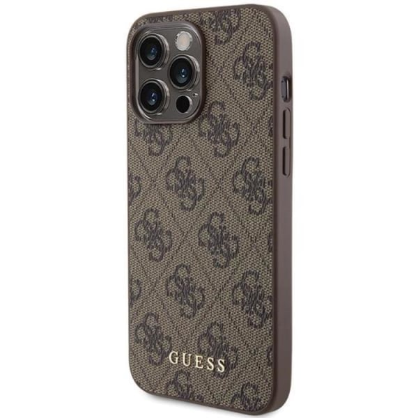 Guess iPhone 15 Pro Max -puhelinkuori 4G Metal Gold Logo - ruskea