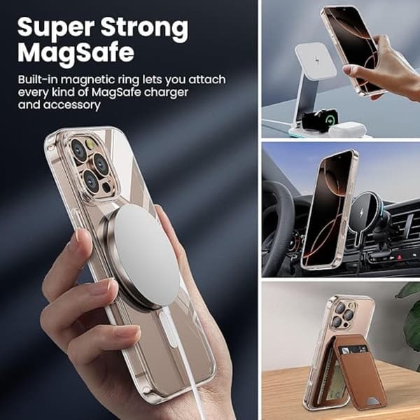 Telefontaske til iPhone 16 Pro Max MagSafe Anti Shock 1.5 mm - Gennemsigtig Transparent
