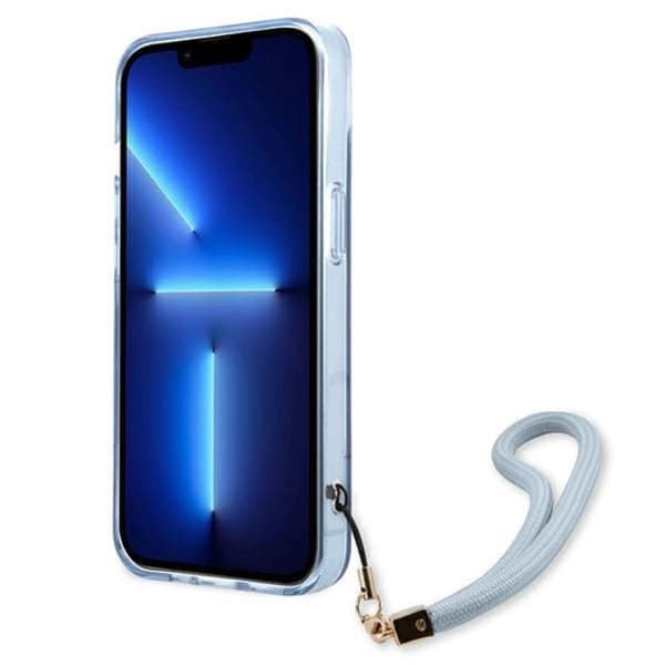 Guess iPhone 13 Kuori läpikuultava hihna - Sininen Blå
