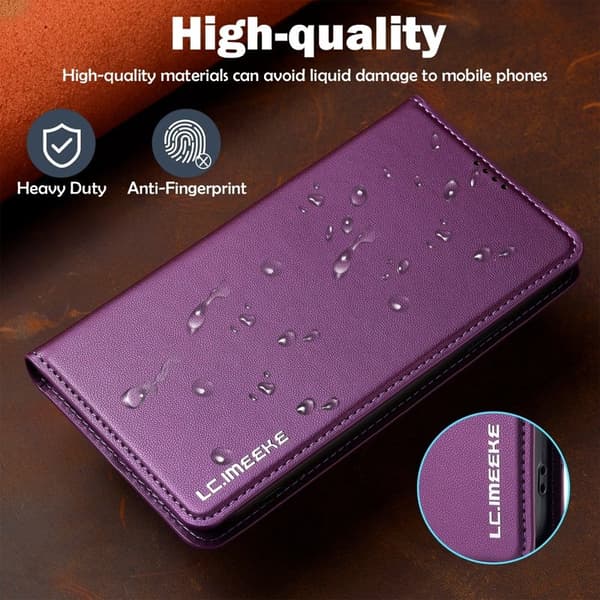 LC.IMEEKE L1 Series iPhone XS Max Plånboksfodral Konstläder - Lila