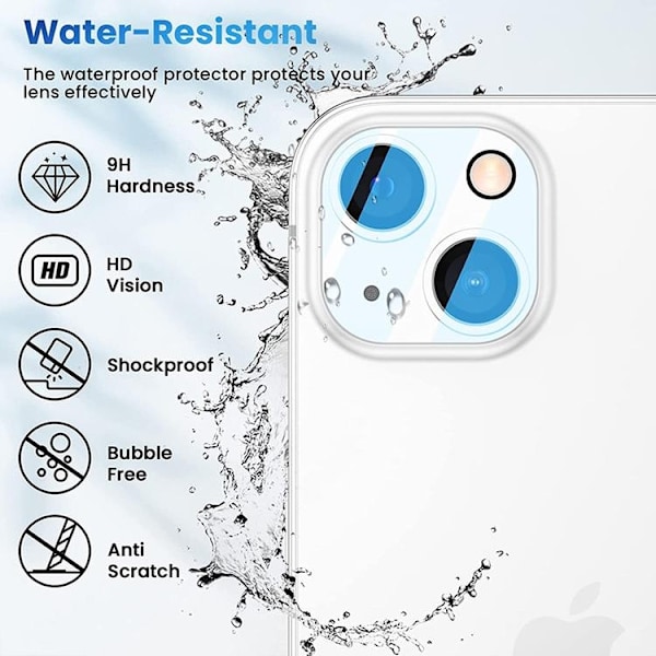 [2-PACK] Skärmskydd iPhone 14 Plus Kameralinsskydd i Härdat glas Clear