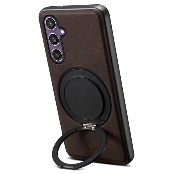 DENIOR Mobilskal till Galaxy S23 FE Magnetisk Ställning Läder PC TPU - Brun