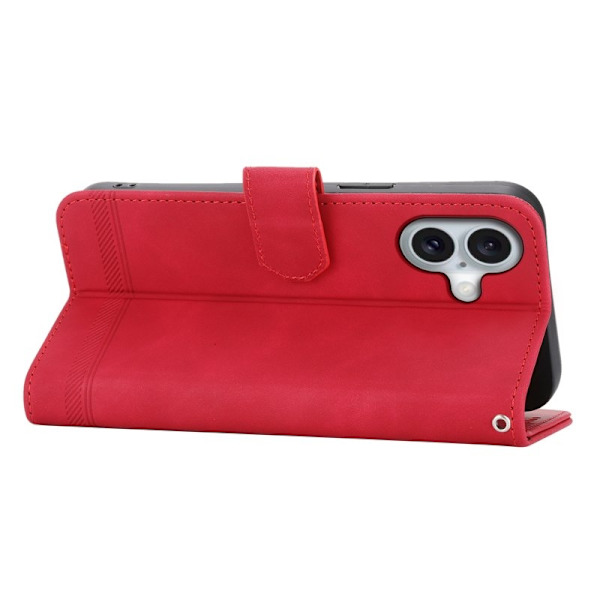 DIERFENG DF-03 Plånboksfodral för iPhone 16 Konstläder - Röd