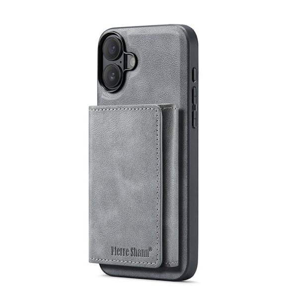 FIERRE SHANN FS030 iPhone 17 Plånboksfodral Tri-Fold Konstläder - Grå