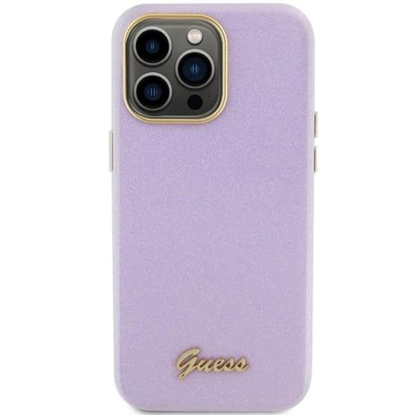 Guess iPhone 15 Pro Max -puhelinkuori Glitter Glossy Script - Lila Lila