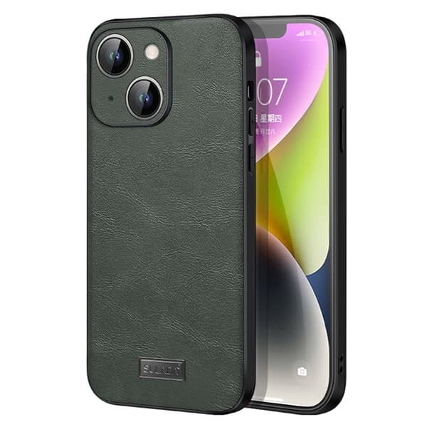SULADA Mobilskal till iPhone 15 Plus PU Läder TPU PC Anti-drop Grön