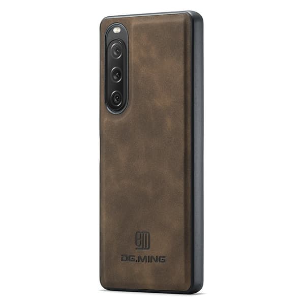 DG.MING Sony Xperia 10 V MobilMobilskal PU Läder Brun