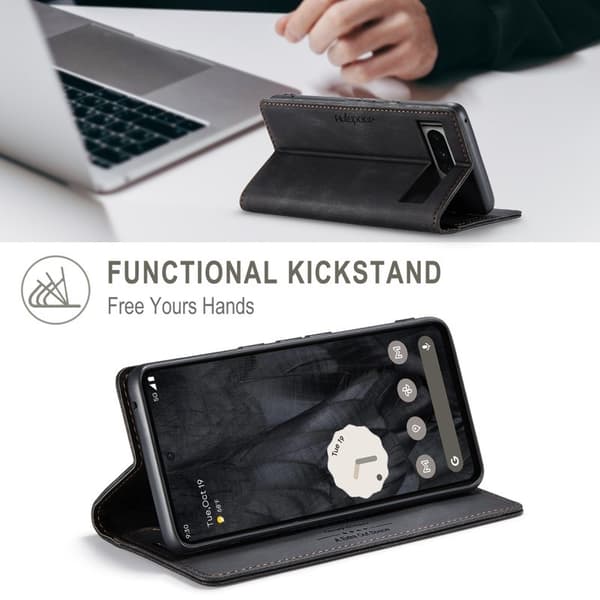 AUTSPACE Google Pixel 8 Pro Wallet Fodral KonstLäder - Svart