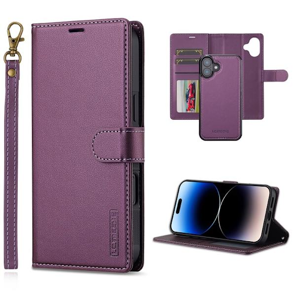 LC.IMEEKE L2 Series iPhone 16 Plus Plånboksfodral Konstläder - Lila