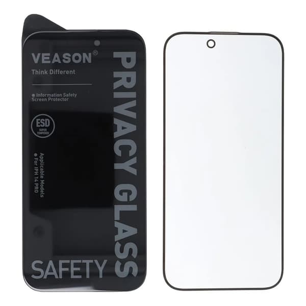 Veason iPhone 15 Plus Härdat Glas Skärmskydd Privacy 6D Pro Svart
