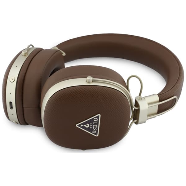 Guess On-Ear Hörlurar Bluetooth ENC Metal Grained Triangle Logo - Brun