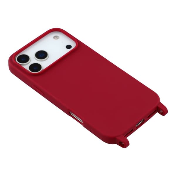 Mobilskal till iPhone 17 Pro Max TPU med Hål för Rem - Mörkröd Röd