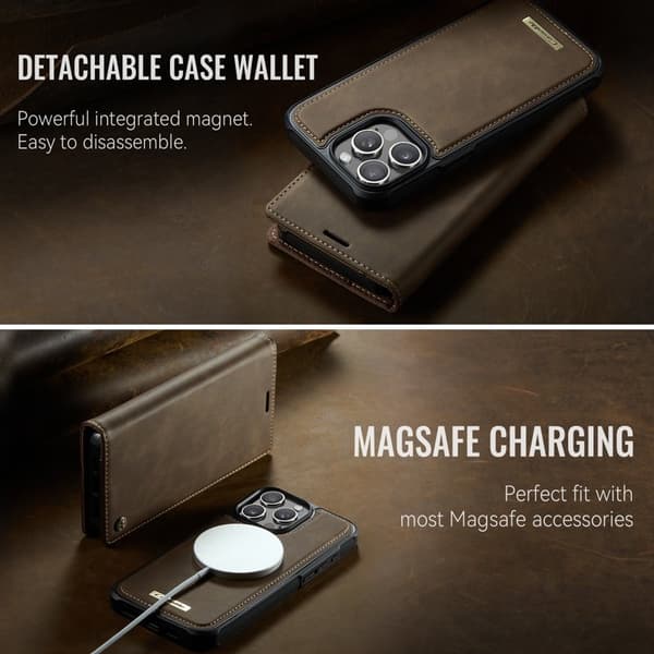 CASEME C49 Mobilskal till iPhone 13 Pro Max MagSafe RFID Läder Kaffe