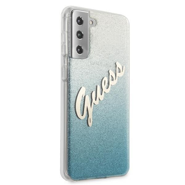 Guess Skal Galaxy S21 Plus Glitter Gradient Script - Sininen Blue