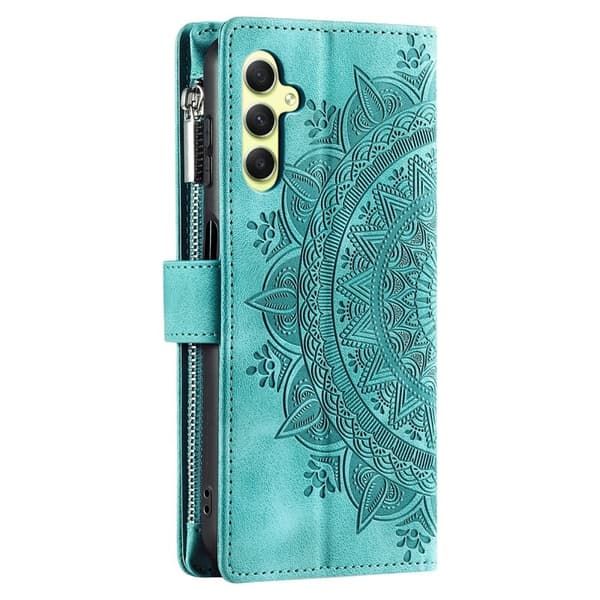 Samsung Galaxy S26 Plånboksfodral Mandala Blommönster Konstläder - Mintgrön