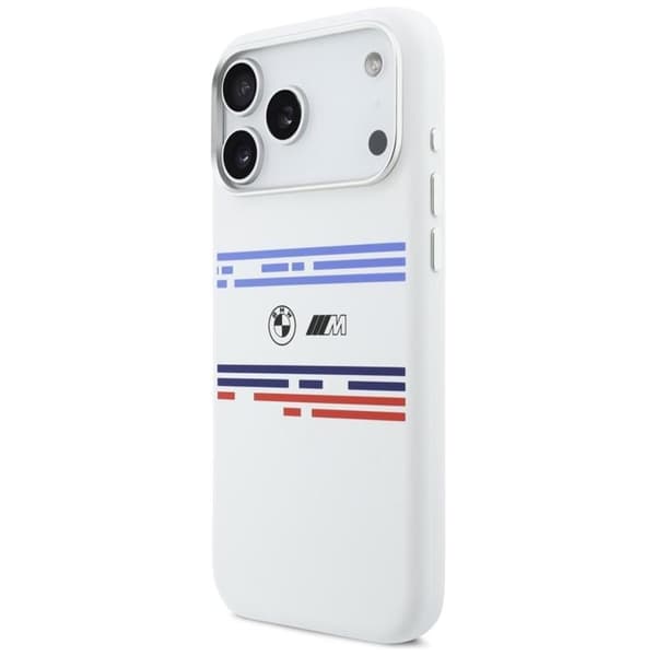 BMW Mobilskal till iPhone 17 Pro Max MagSafe Silikon Horizontal Line Vit